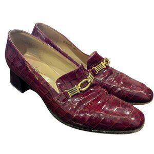 Anne Laurancy Vintage Red Leather Heels - Size 6